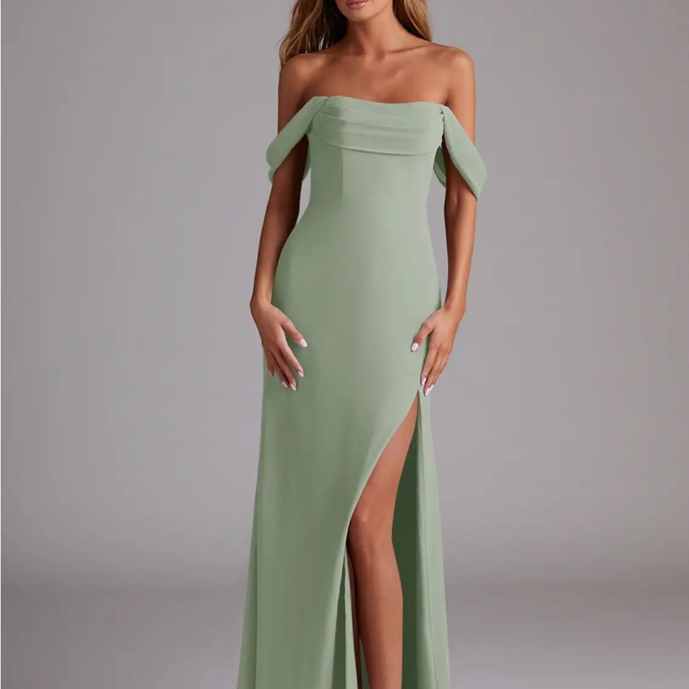 Azazie Strapless Sage Green Bridesmaid Dress - Picture 2 of 3